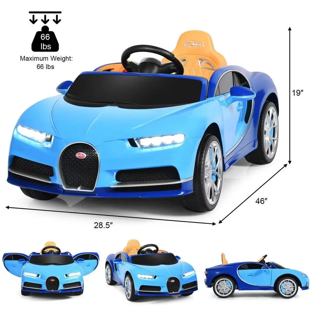 12V Kids Ride on Car Licensed Bugatti Chiron Electric Car W/ Remote Control with ASTM F963 Blue Color