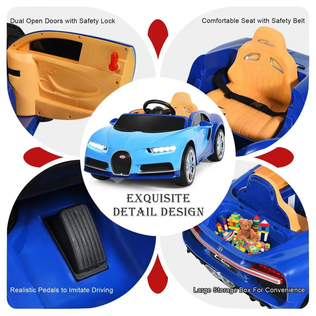 12V Kids Ride on Car Licensed Bugatti Chiron Electric Car W/ Remote Control with ASTM F963 Blue Color