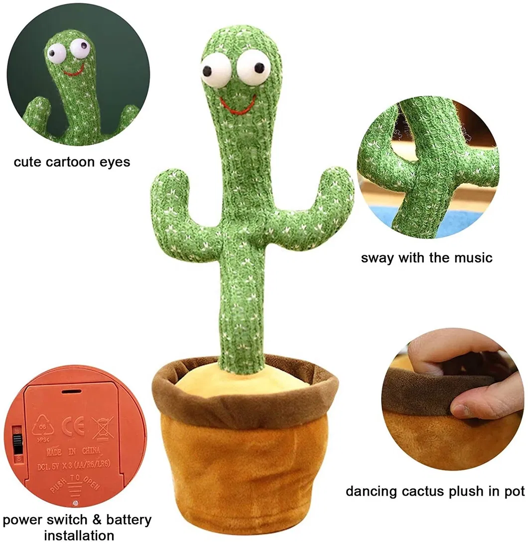 2021 Cute Stuffed Flowerpot Twisting Dance Cactus Doll Talking Singing Music Dancing Cactus Plush Toy