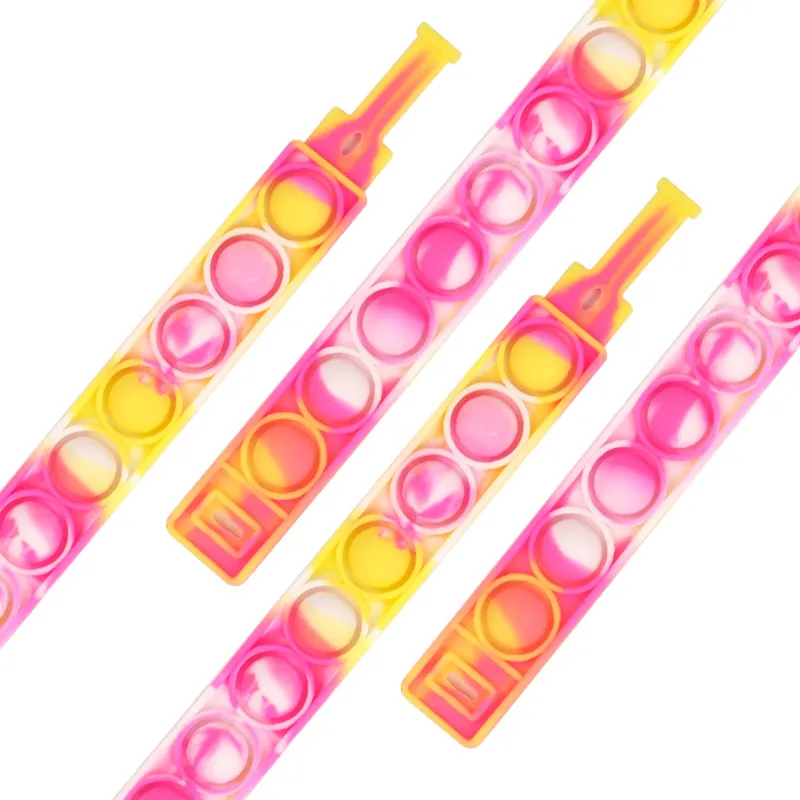 6PCS Sensory Wristband Toy Push Pop Bubble Fidget Bracelet Colorful Rainbow Silicone Bracelet Toys