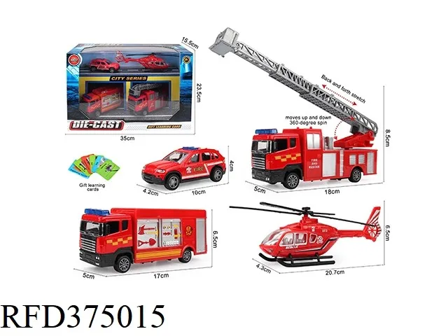 Alloy Engineering Truck, Fire Truck, Police Car Series Die-Cast Model Helicopter Slide Truck