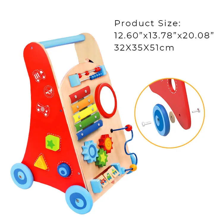 Baby Toys Wooden Push and Pull Learning Walker for Boys and Girls
