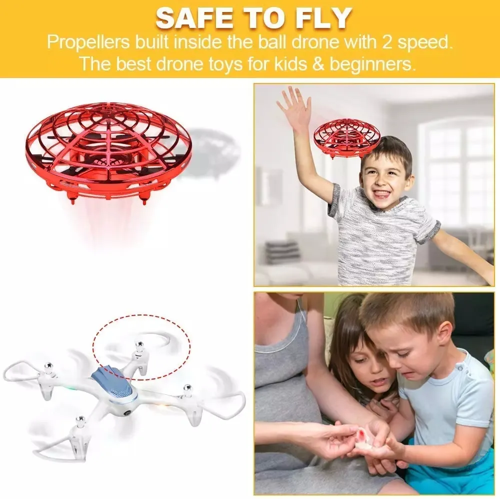 Christmas Gift 3 in 1 Mini Induction Gesture Sensor UFO Flying Toy Game Remote Control Watch Drone for Kids