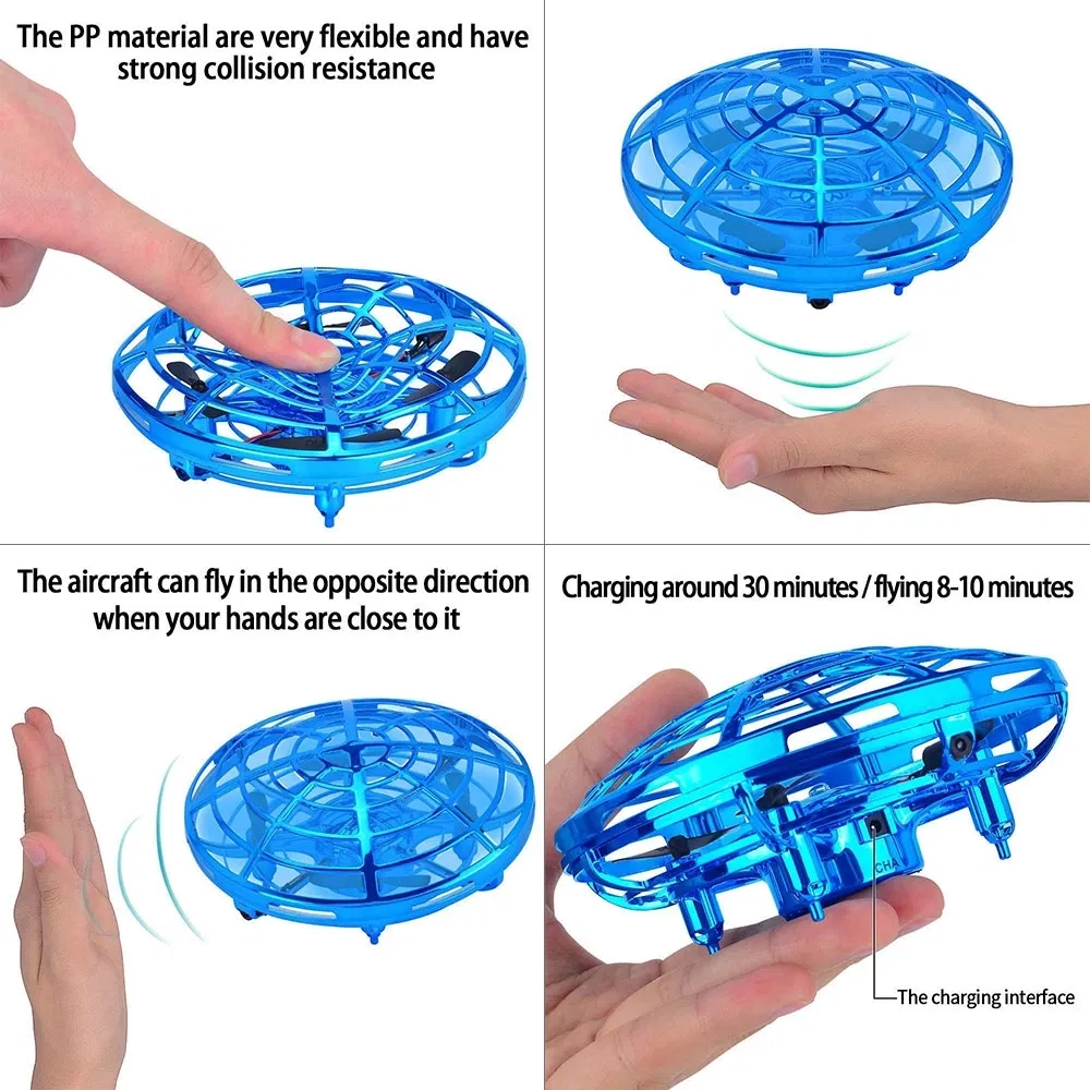 Christmas Gift 3 in 1 Mini Induction Gesture Sensor UFO Flying Toy Game Remote Control Watch Drone for Kids