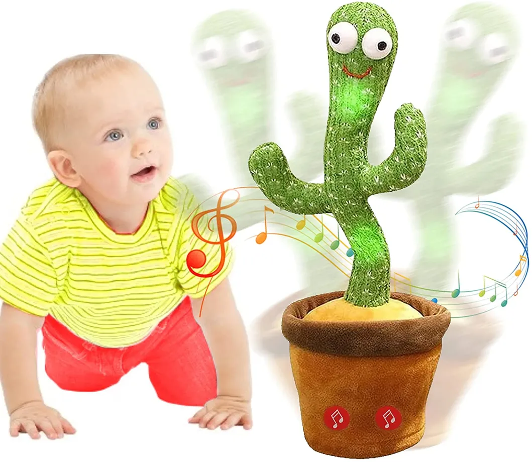 Dancing Cactus Toy - 120 Songs Singing, Talking, Record & Repeating What You Say Electric Cactus, Wiggle Mimicking Parrot Sunny Cactus Plush Toy