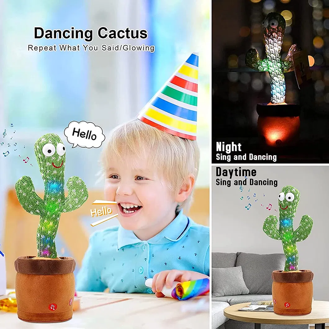 Dancing Cactus Toy, Talking Cactus Plush Toys, Singing Cactus Toy Recording and Repeats What You Say, Sunny The Cactus Toy