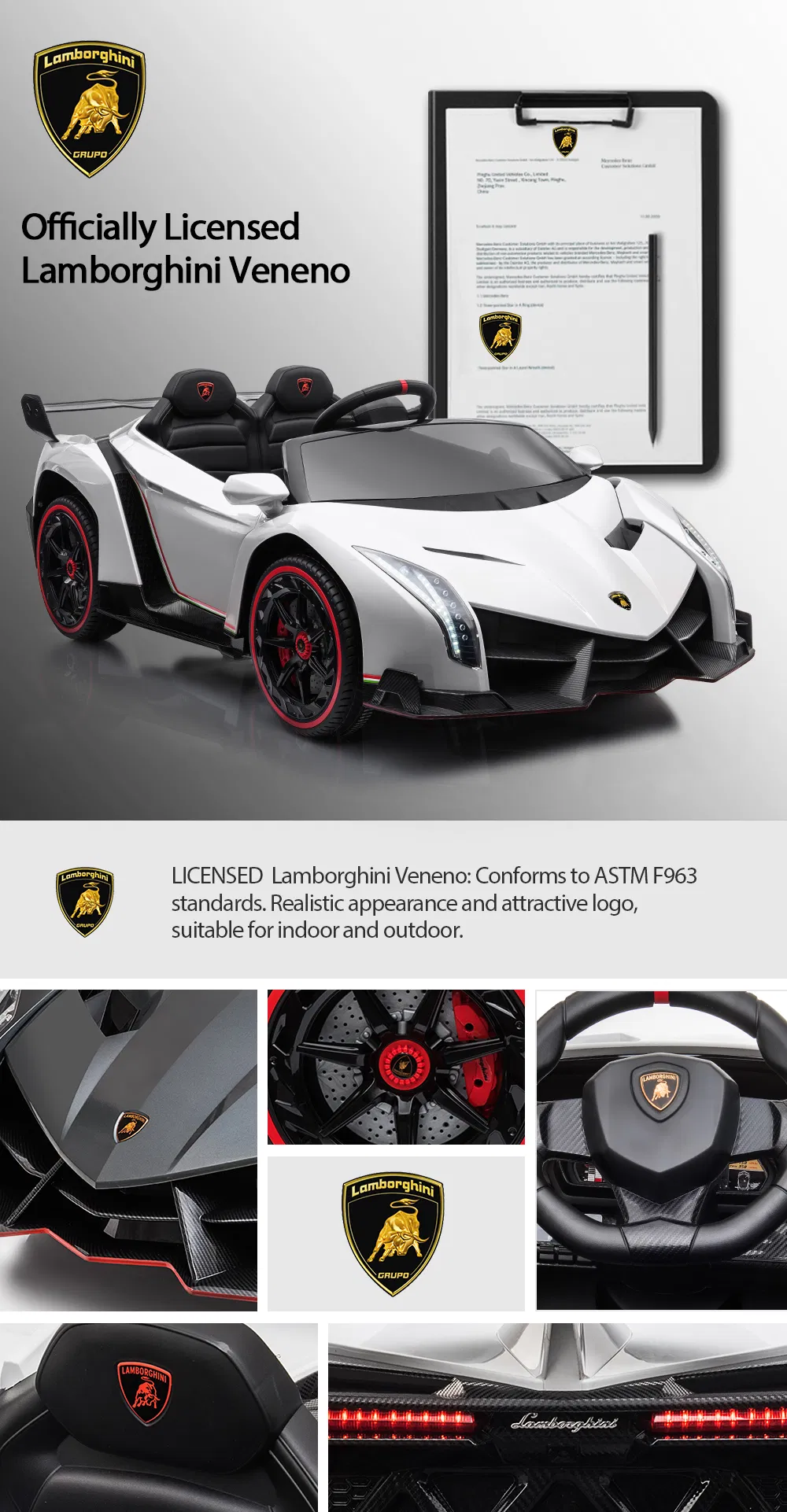 Licensed Aventador Svj W/ Remote Control 12V Ride on Car 2 Seater