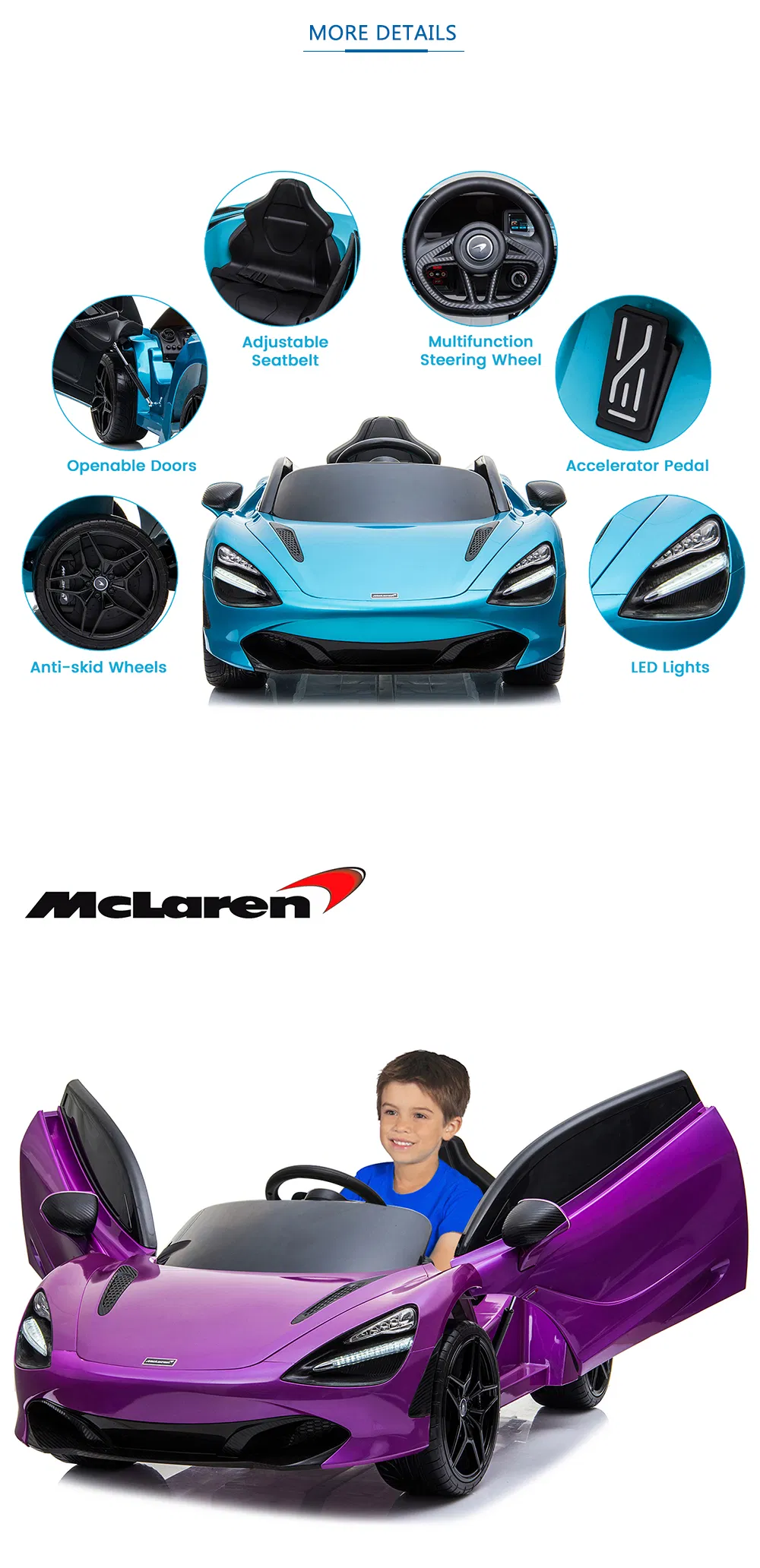 Licensed Mclaren 720s Red Ride on Car with Music Effects