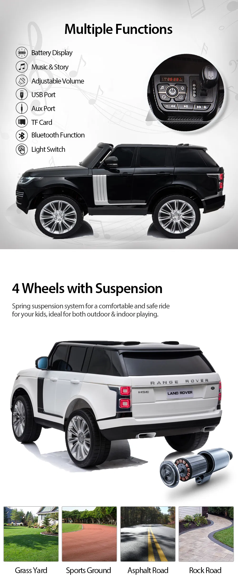 Licensed Range Rover 2 Seaters Kids Electric Ride on Car with Openable Doors