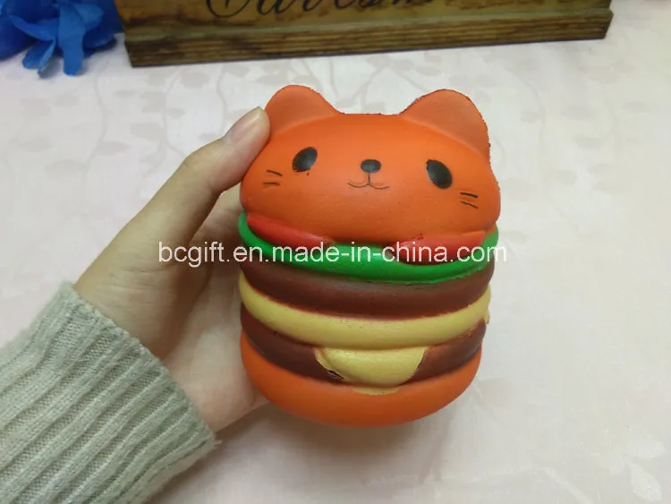 New Product 2021 Hamburger Cat Slow Rising PU Squishy Kids Children Toys Customizable Promotional