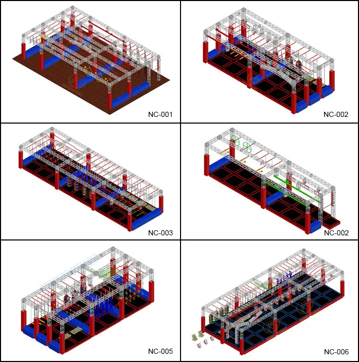 Ninja Obstacle in Trampolines Ninja Warrior Indoor