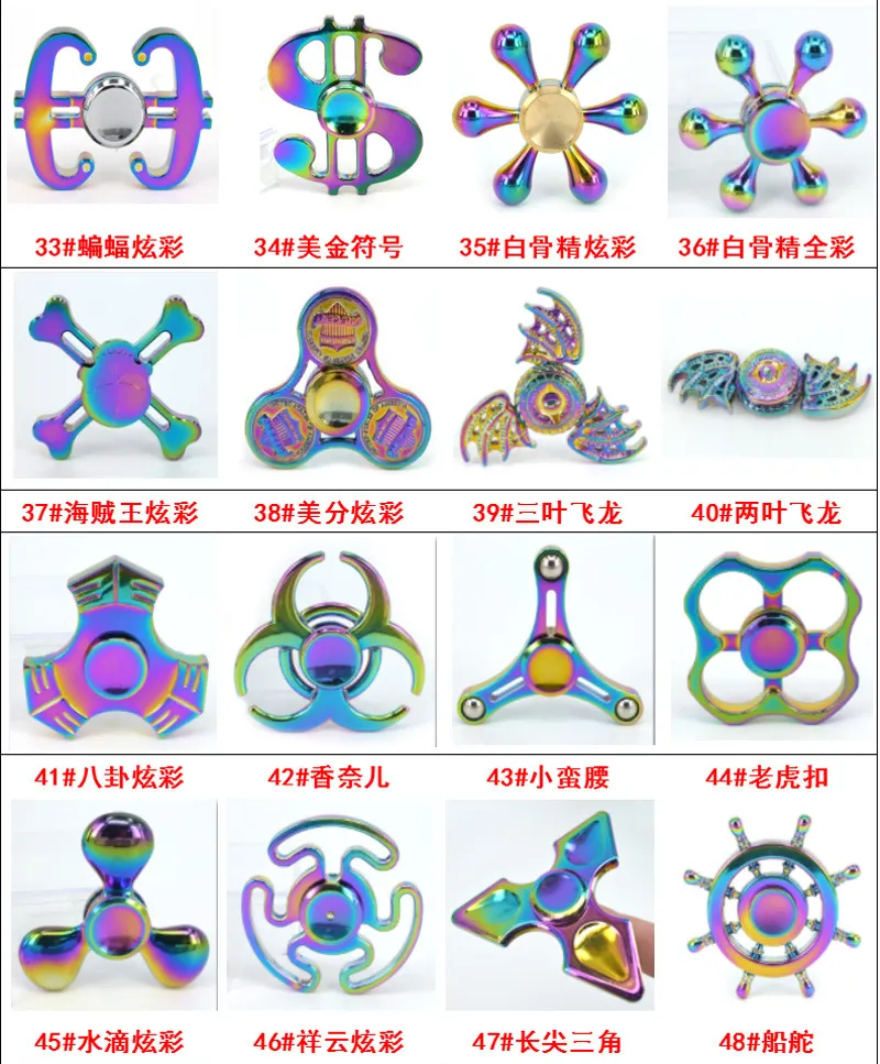 Random Mix Colors Wholesale Hand Colorful EDC Metal Zinc Alloy Fidget Spinner for Children Adult Gifts Tri-Spinner Fidget Toy