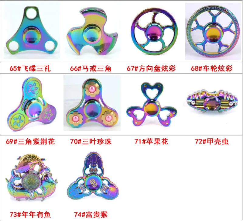 Random Mix Colors Wholesale Hand Colorful EDC Metal Zinc Alloy Fidget Spinner for Children Adult Gifts Tri-Spinner Fidget Toy
