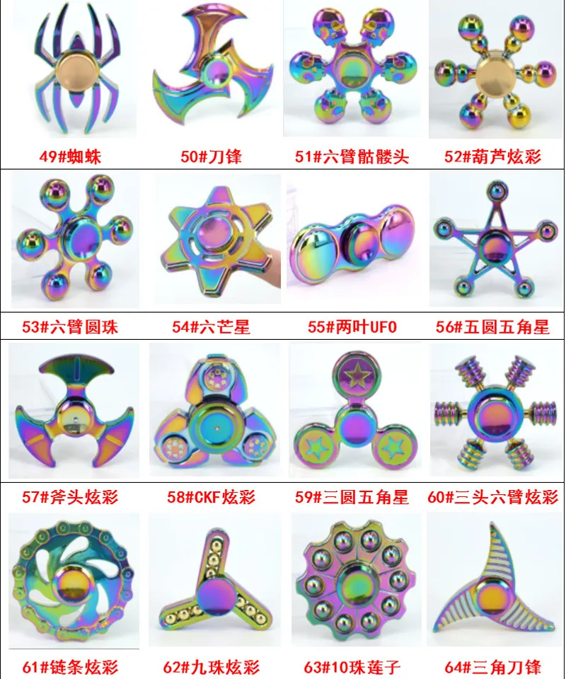 Random Mix Colors Wholesale Hand Colorful EDC Metal Zinc Alloy Fidget Spinner for Children Adult Gifts Tri-Spinner Fidget Toy