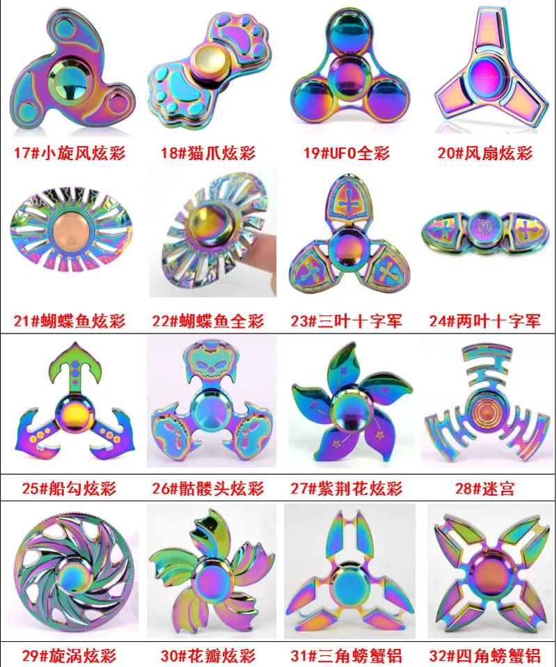 Random Mix Colors Wholesale Hand Colorful EDC Metal Zinc Alloy Fidget Spinner for Children Adult Gifts Tri-Spinner Fidget Toy