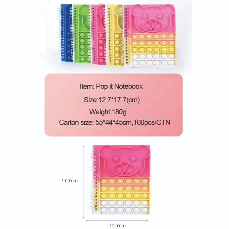 Silicon Pop It Notebook, Multicolors, Fidget Toys Christmas Gift